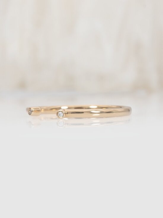 Natural Diamond Accented Stackable Band in Solid 14K Yellow Gold | Fine Jewelry - Picture 7 of 10